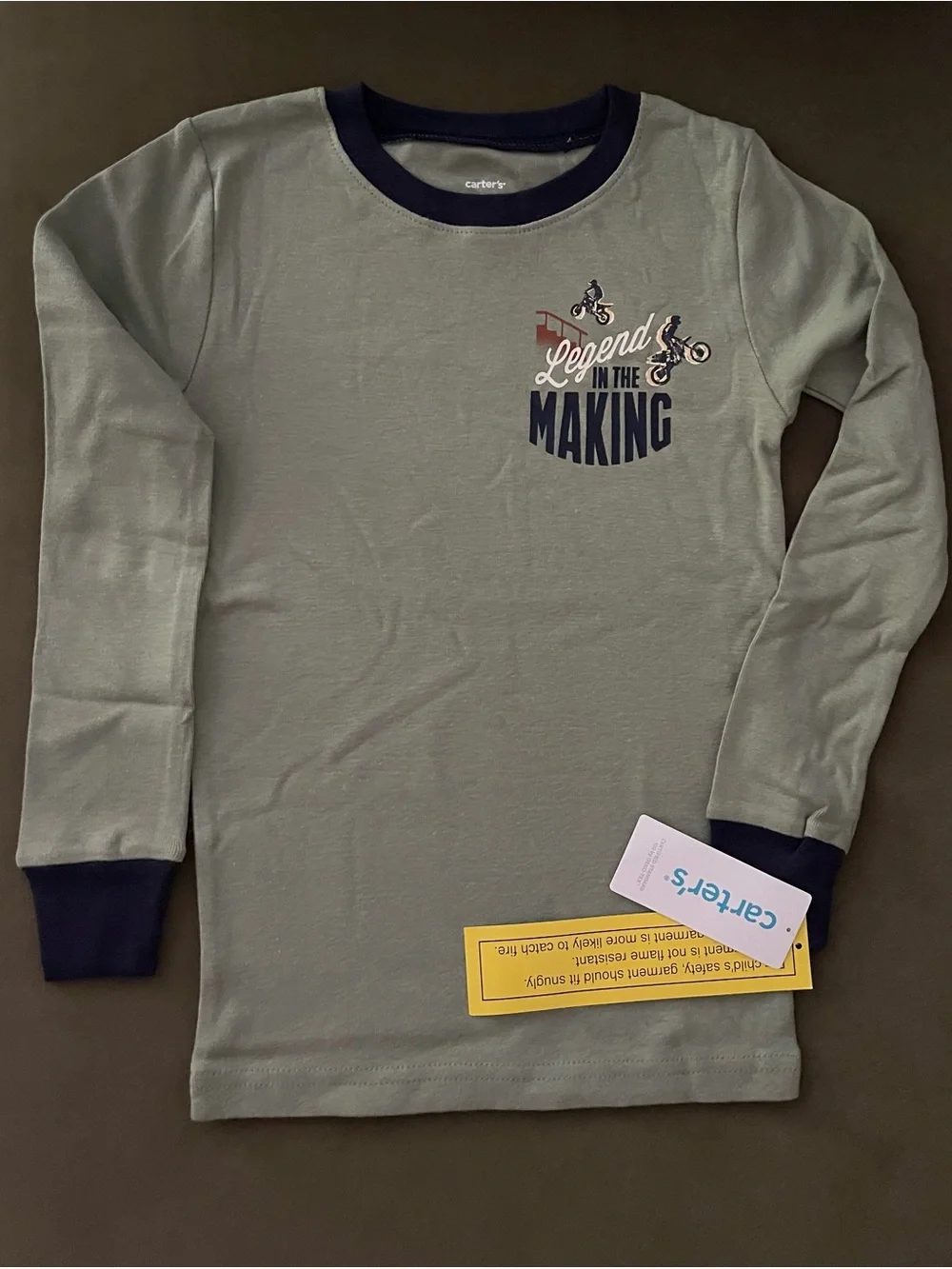 NWT Carter's Gray & Navy 'Legend in the Making' Motorcycle Pajama Set